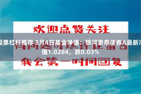 股票杠杆推荐 3月4日基金净值：银河景泰债券A最新净值1.0284，跌0.03%