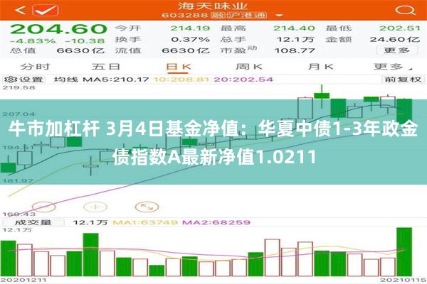 牛市加杠杆 3月4日基金净值：华夏中债1-3年政金债指数A最新净值1.0211