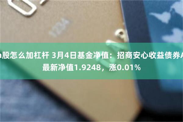 a股怎么加杠杆 3月4日基金净值：招商安心收益债券A最新净值1.9248，涨0.01%