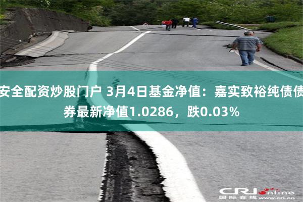 安全配资炒股门户 3月4日基金净值：嘉实致裕纯债债券最新净值1.0286，跌0.03%