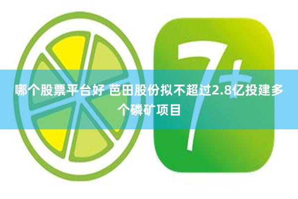 哪个股票平台好 芭田股份拟不超过2.8亿投建多个磷矿项目