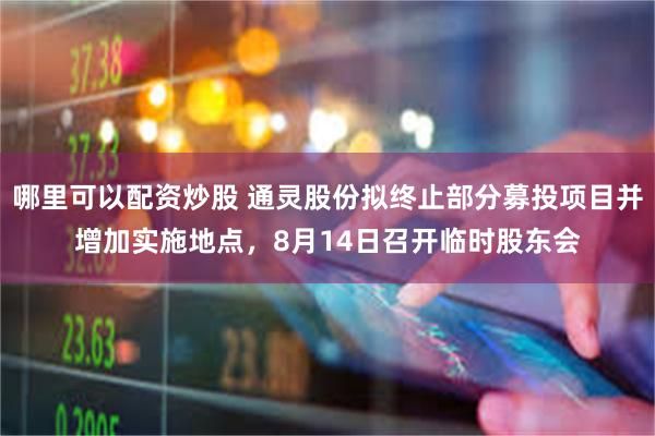 哪里可以配资炒股 通灵股份拟终止部分募投项目并增加实施地点，8月14日召开临时股东会