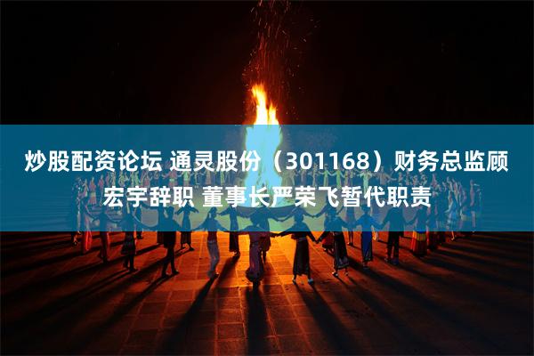 炒股配资论坛 通灵股份（301168）财务总监顾宏宇辞职 董事长严荣飞暂代职责