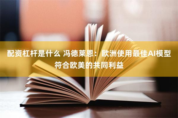 配资杠杆是什么 冯德莱恩：欧洲使用最佳AI模型符合欧美的共同利益