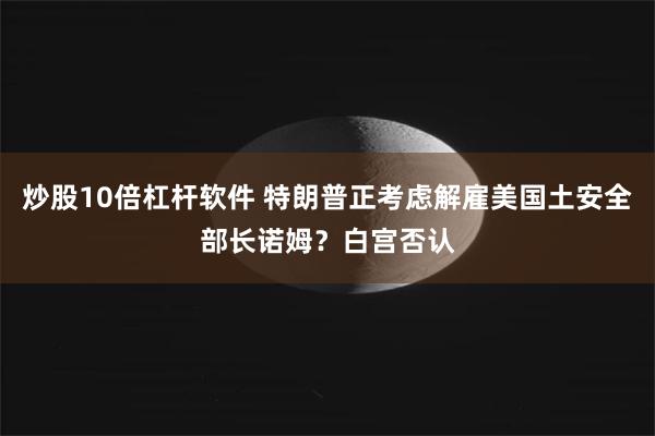 炒股10倍杠杆软件 特朗普正考虑解雇美国土安全部长诺姆？白宫否认