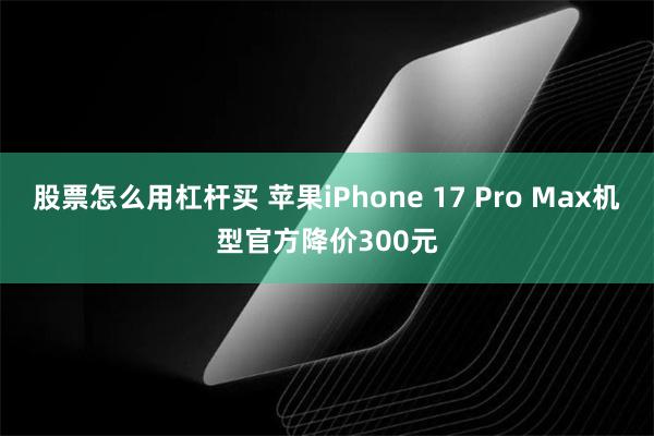 股票怎么用杠杆买 苹果iPhone 17 Pro Max机型官方降价300元