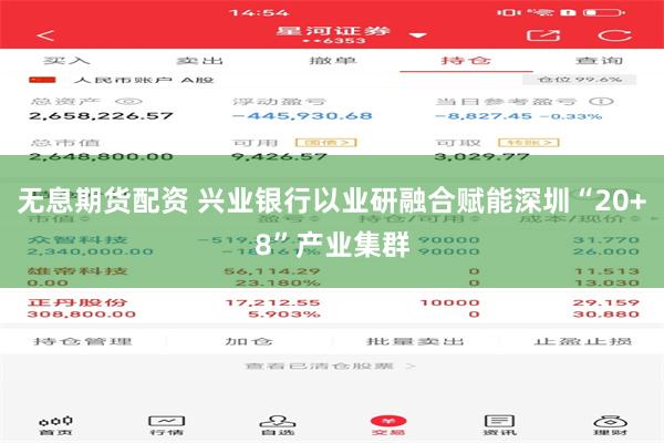 无息期货配资 兴业银行以业研融合赋能深圳“20+8”产业集群