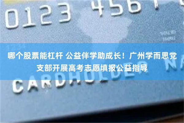 哪个股票能杠杆 公益伴学助成长！广州学而思党支部开展高考志愿填报公益指导