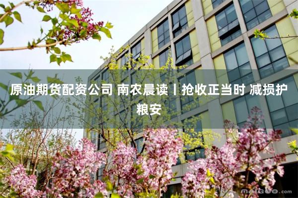 原油期货配资公司 南农晨读丨抢收正当时 减损护粮安