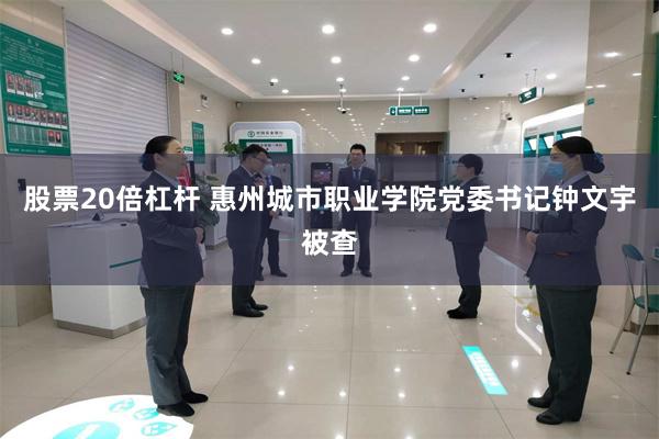 股票20倍杠杆 惠州城市职业学院党委书记钟文宇被查
