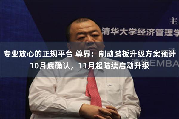 专业放心的正规平台 尊界：制动踏板升级方案预计10月底确认，11月起陆续启动升级