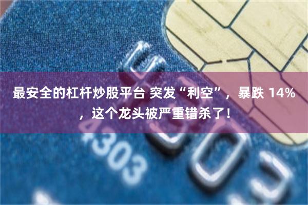 最安全的杠杆炒股平台 突发“利空”，暴跌 14%，这个龙头被严重错杀了！
