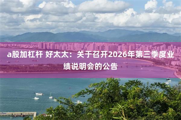a股加杠杆 好太太：关于召开2026年第三季度业绩说明会的公告